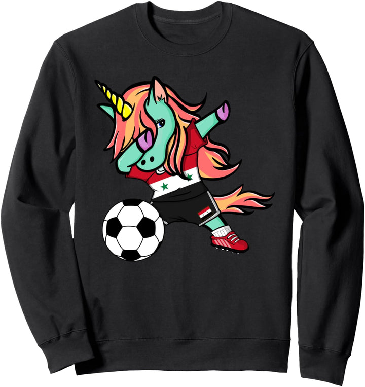 Dabbing Einhorn Syrien Fussball Fan-Trikot Syrien Flagge Fussball Sweatshirt