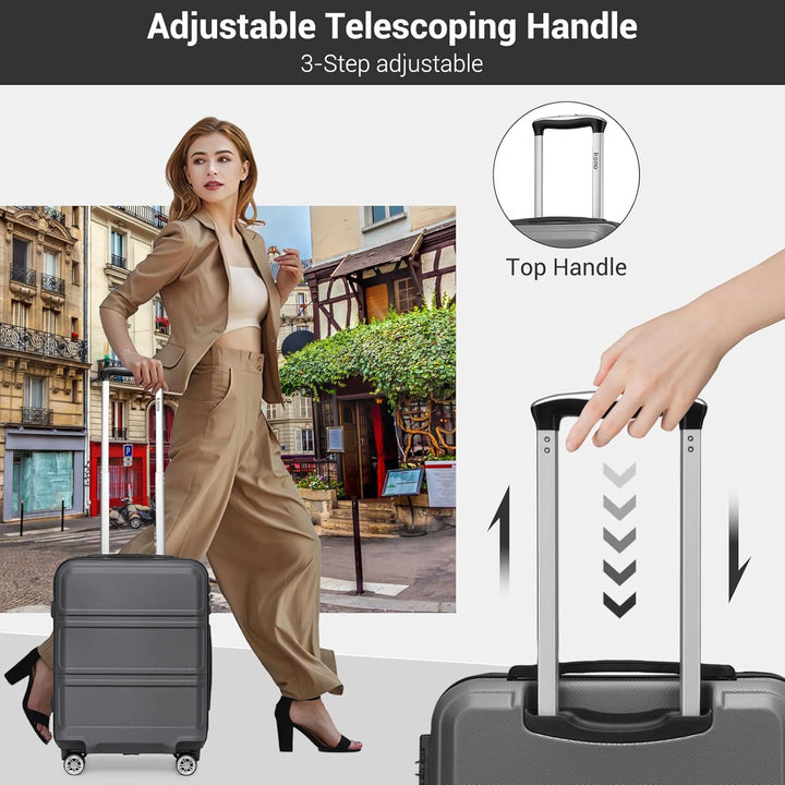KONO Handgepäck Koffer ABS+PC Hartschalenkoffer, Kabinenkoffer 52x38x21 cm für Lufthansa & Eurowings