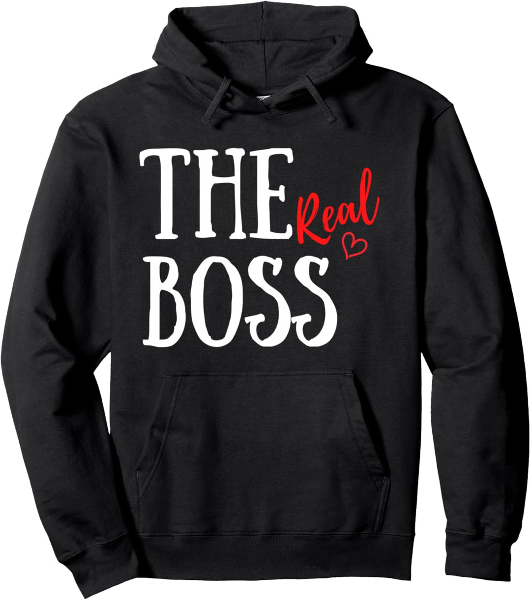 Passende Paare Valentinstag I'm The Boss I'm The Real Boss Pullover Hoodie