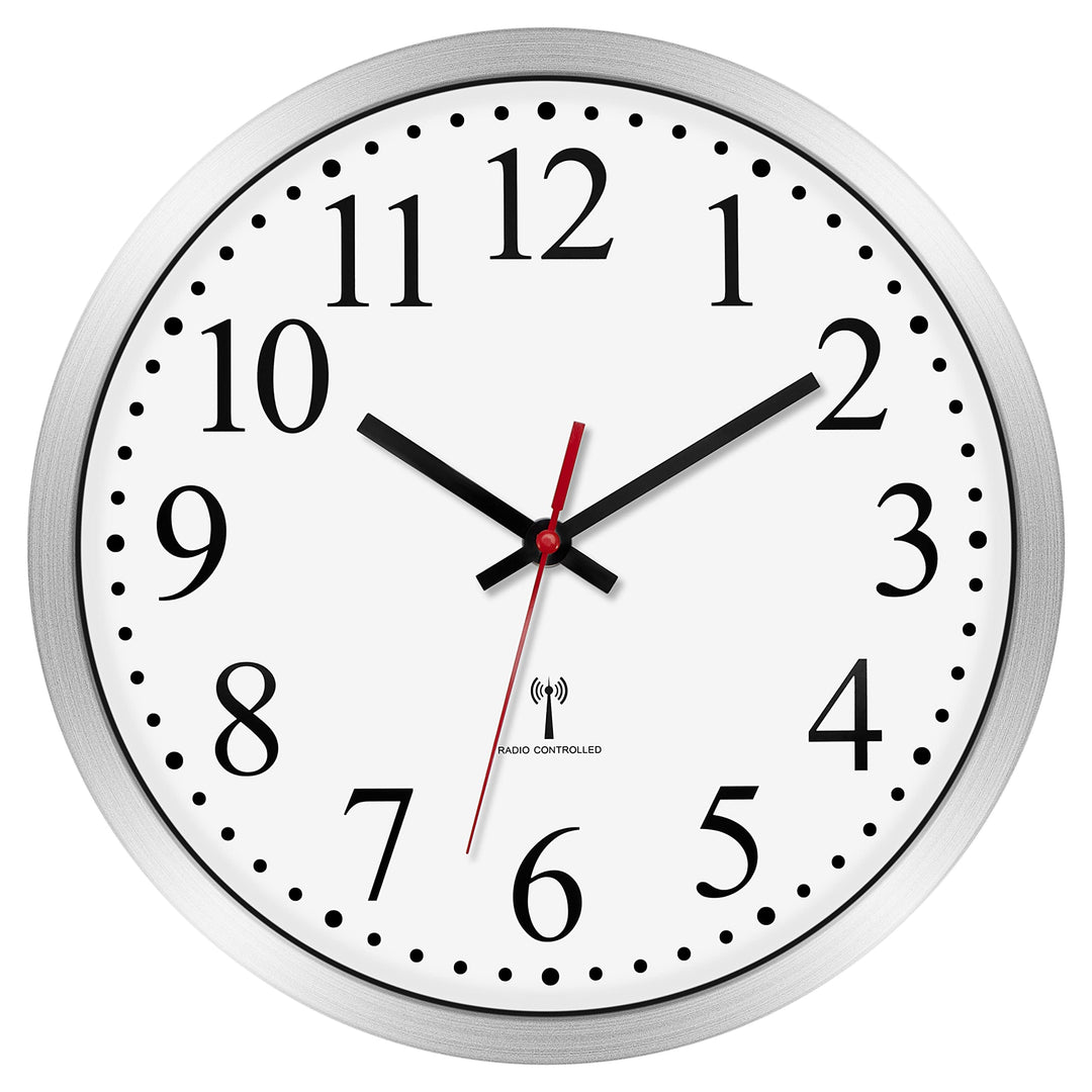 Foxtop Funk Wanduhr Geräuschlos Lautlos Analog Nicht Tickend 25 cm Leicht Ablesbare Uhr für Küche, W