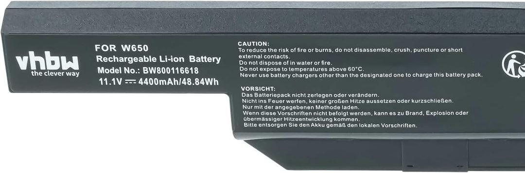 vhbw Akku kompatibel mit Clevo W650, W650S, W650SC, W650SH, W650SJ, W650SR, W650SZ, W670SJQ Laptop N