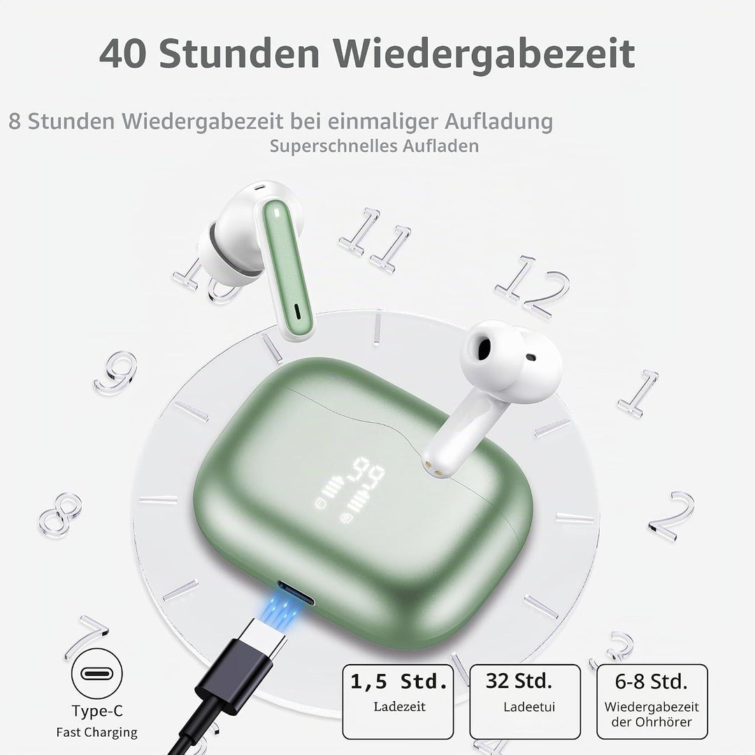 Bluetooth Kopfhörer, 2026 Kopfhörer Kabellos Bluetooth 5.4 mit 4 ENC Noise Cancelling Mics, Tiefer B