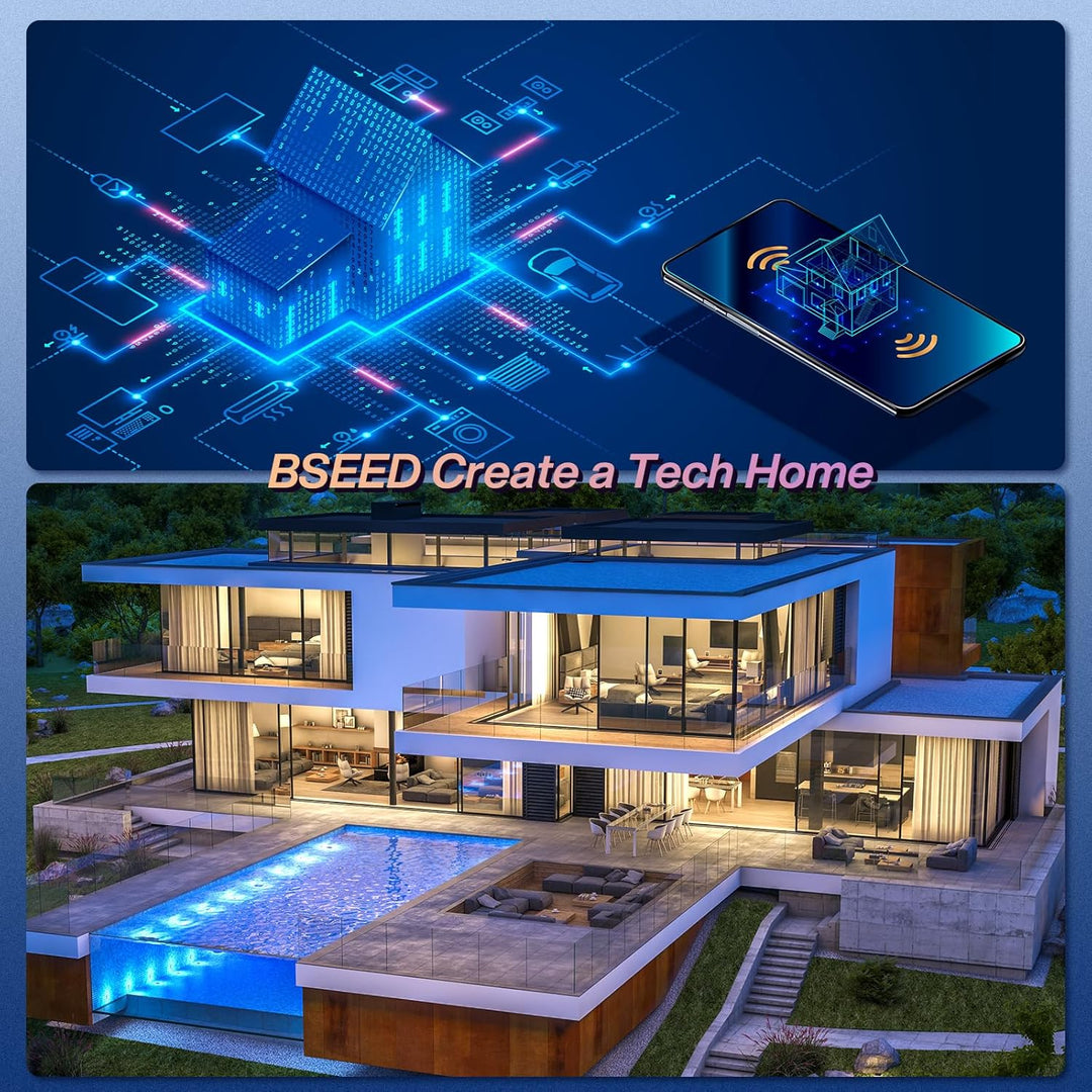 BSEED 2er Pack Smart Alexa 1 Gang 2-Wege-WLAN-Schalter, Glaswand-Wandlichtschalter Weiss, Google/Spr