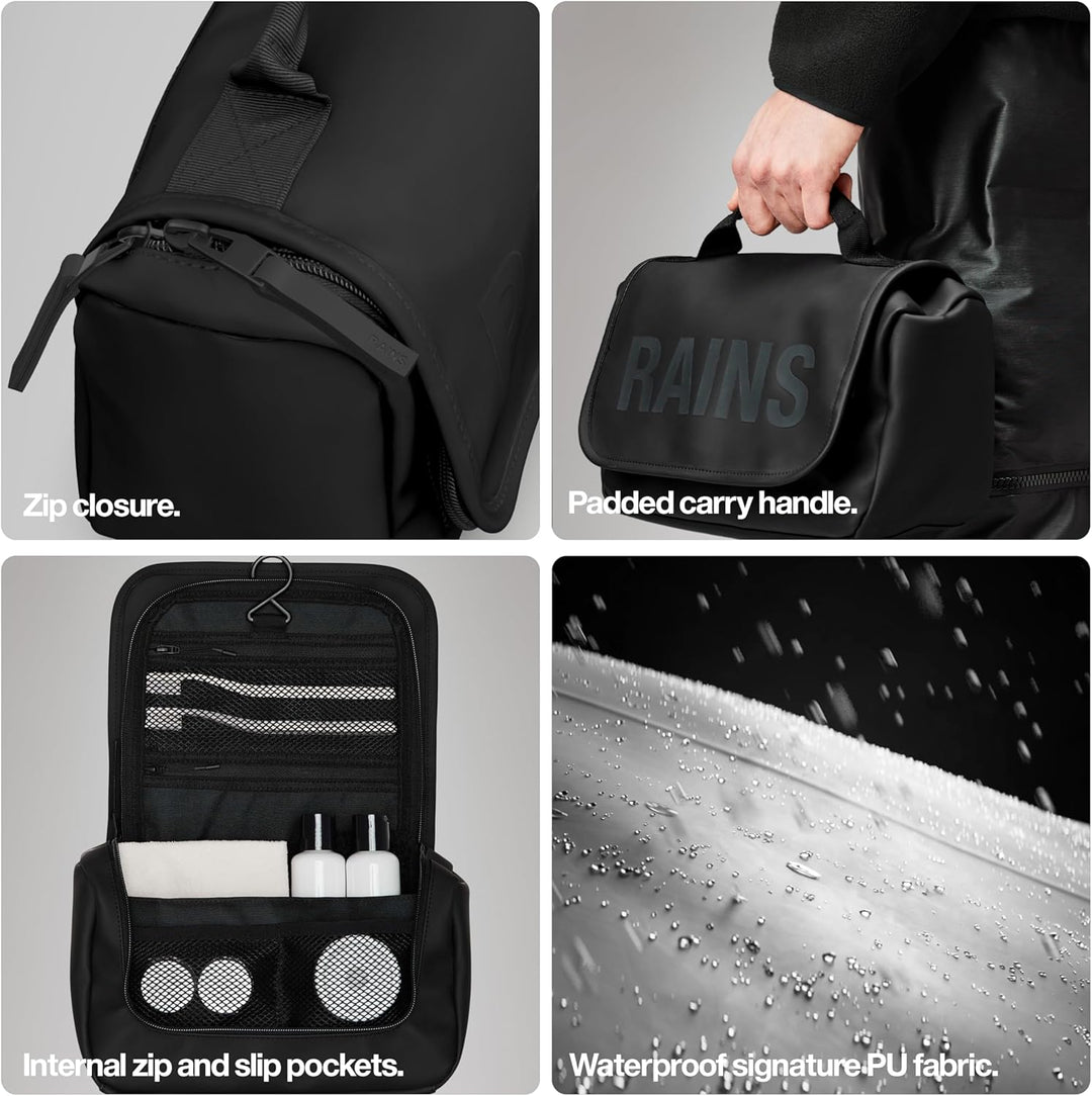 RAINS Beauty Texel Wash Bag, Schwarz, Schwarz