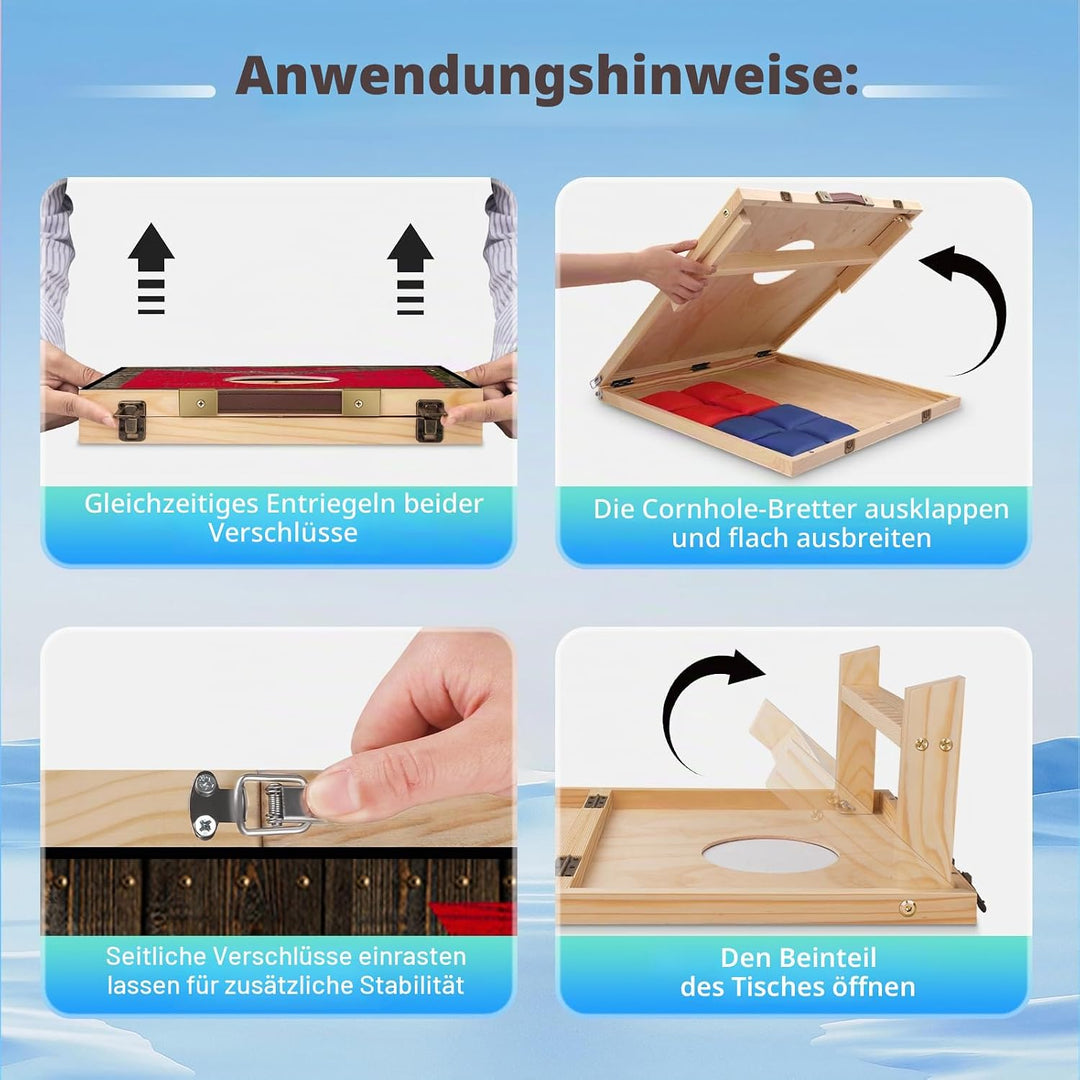 NZQXJXZ Holz Cornhole Set Outdoor, 2 in 1 Cornhole Spiel mit 8 Sitzsäcken &amp; Tragetasche für Hinterho