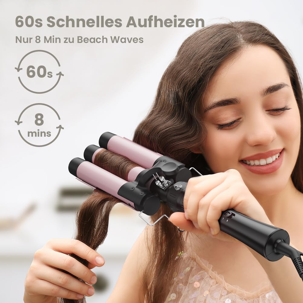 ELEHOT-store Lockenstab 3 Fässer Welleneisen Lockenstab 5 in 1 Keramikbeschichtung 5 Zubehörteile 10
