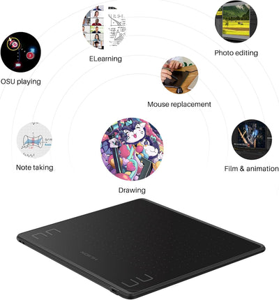 HUION-Grafik-Zeichentablett HS64 8192 ist EIN druckfähiges, batteriefreies Stifttablett 6 '' mit Vie
