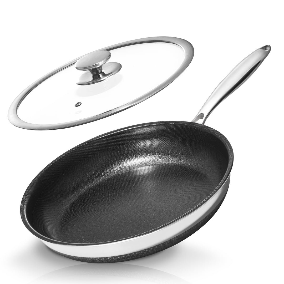 KOKHUB Titan-Keramik Bratpfanne 30 cm mit Deckel, Edelstahlpfanne Induktion, Tri-Ply Antihaft Pfanne