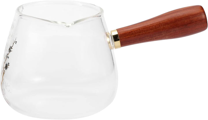Cabilock Mini-Sauce Glas Teekanne Teekessel Einhand Glaskanne mit Holzgriff Chinesische Teekanne Was