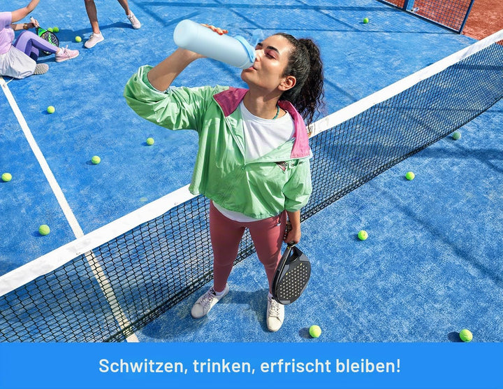 POWCAN 26 oz isolierte Wasserflasche mit 2-in-1-Trinkhalm und Ausgussdeckel, hält 24 Stunden kalt, a