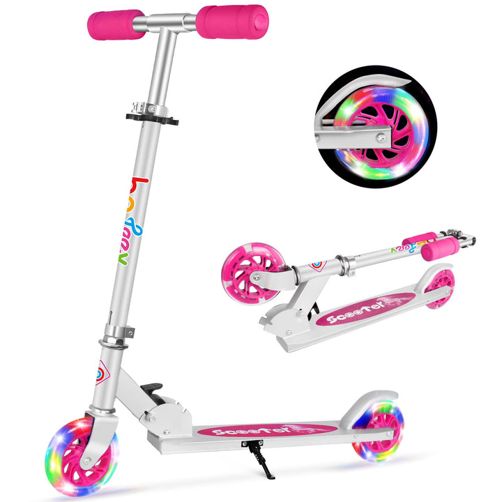 BELEEV Roller Kinder 2 Räder, Klappbar Kinderroller für Mädchen Jungen, Tretroller mit LED Leuchtend