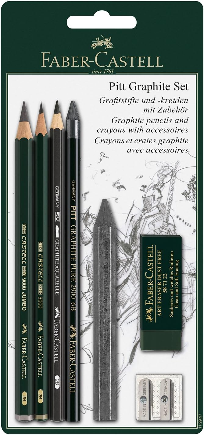 Faber-Castell 110092 - Farbstifte Polychromos 36er Atelierbox und Pitt Graphite Zeichenset Polychrom