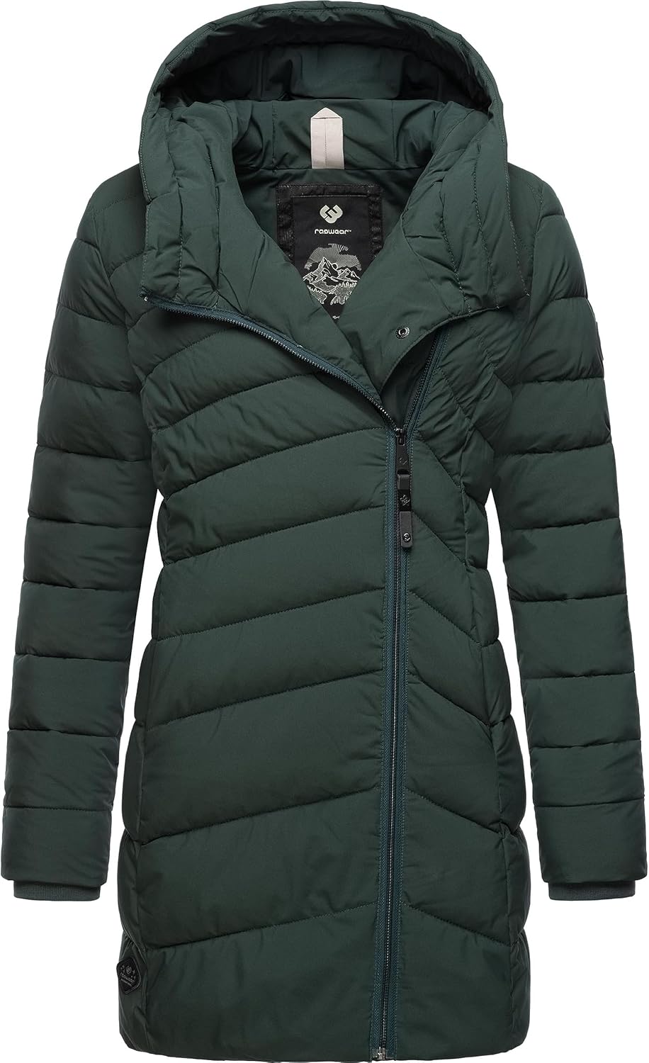 Ragwear Damen wasserdichter Regenmantel Wintermantel warm gefüttert Steppmantel lang mit Kapuze Teel