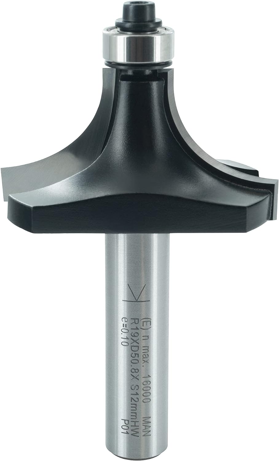 ENT 14384 Abrundfräser HW, Schaft (S) 12 mm, Durchmesser (D) 50,8 mm, NL 25,4 mm, R 19 mm, SL 45 mm,