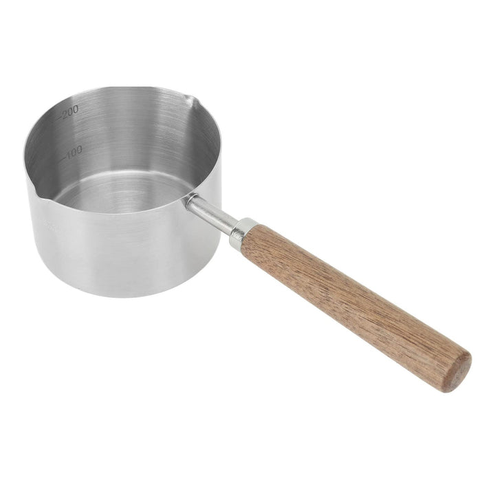 Kochtopf mit Ausgiesser, 200 Ml, Holzgriff, Edelstahl-Saucentopf, Kochtopf, Mini-Butterwärmer, Klein