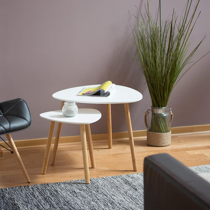 Relaxdays Satztisch 2er Set, platzsparende Beistelltische im nordischen Design, Blumentisch und Zeit