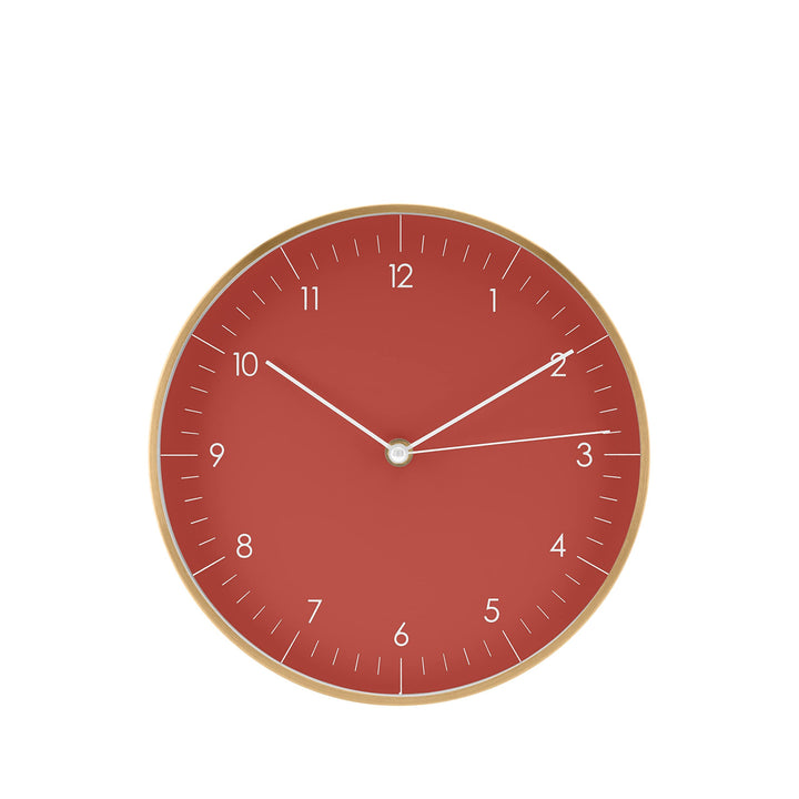 LUUK LIFESTYLE Moderne Quarz Wanduhr, Geräuschlos, 24,8cm, Rot &amp; Gold | mit Sekundenzeiger, schlicht