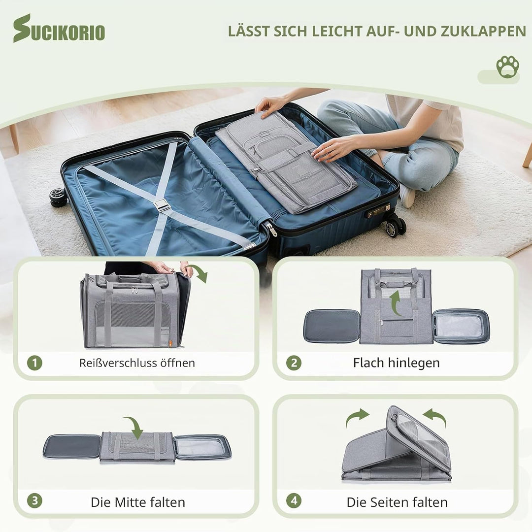 Hundetasche Flugzeug 55x40x23 Eurowings Lufthansa, Faltbare Hundetragetasche mit Faltbar Reisenapf N