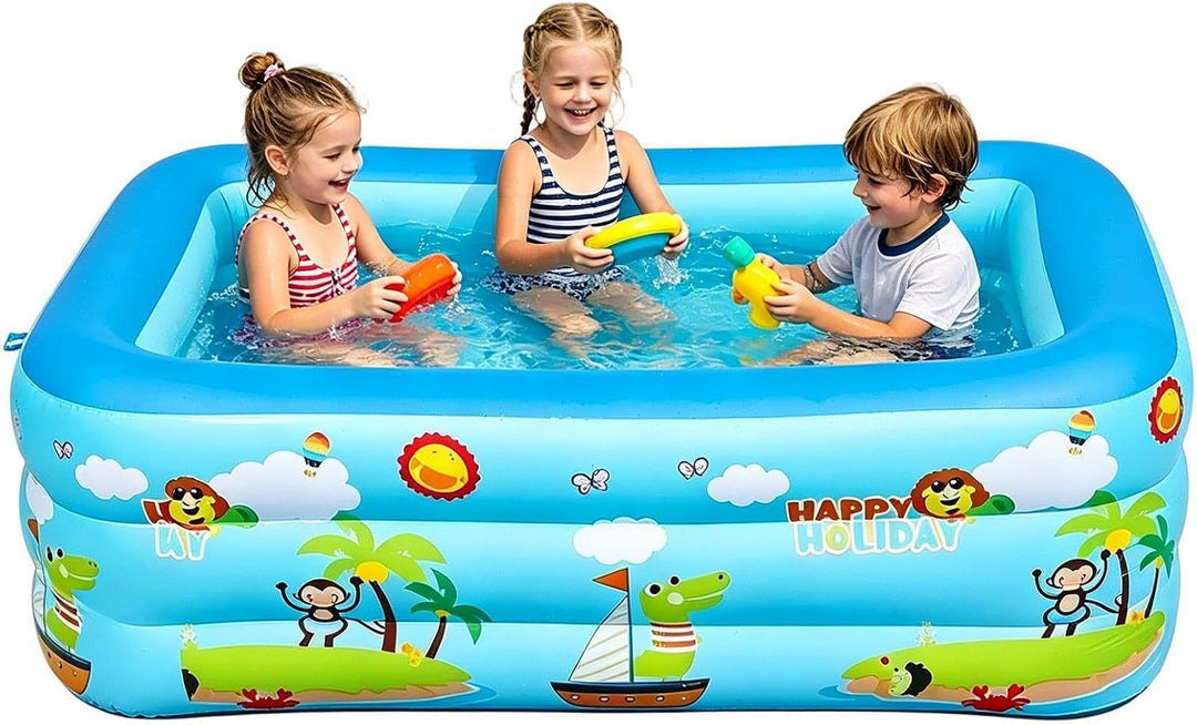 Aufblasbarer Pool für Kinder, UV-beständig, gross, tragbar, faltbar, quadratisch, für heisses Wetter
