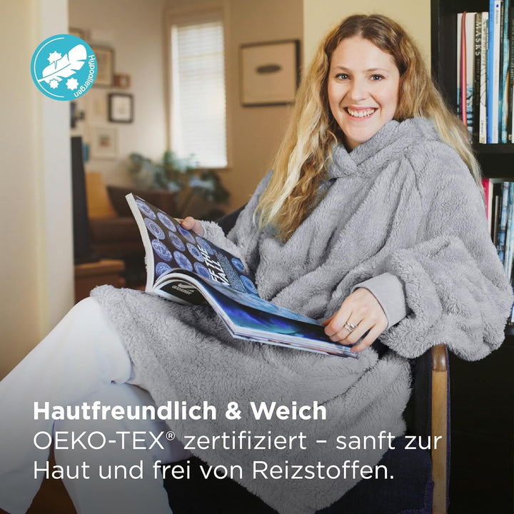 Bedsure Hoodie Decke mit Ärmeln Kuschelpullover - Decke Sweatshirt zum Anziehen, Deckenpullover Kusc