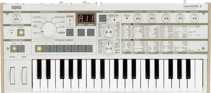 Korg - MICROKorgS - 37 Key Analogue Modelling Synthesizer with Vocoder - White 37 Key MicroKORG S Wh
