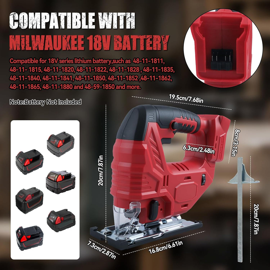 Akku-Stichsäge kompatibel mit Milwaukee 18-V-Akku, bürstenloses Stichsäge-Trennwerkzeug 400 W, 2700