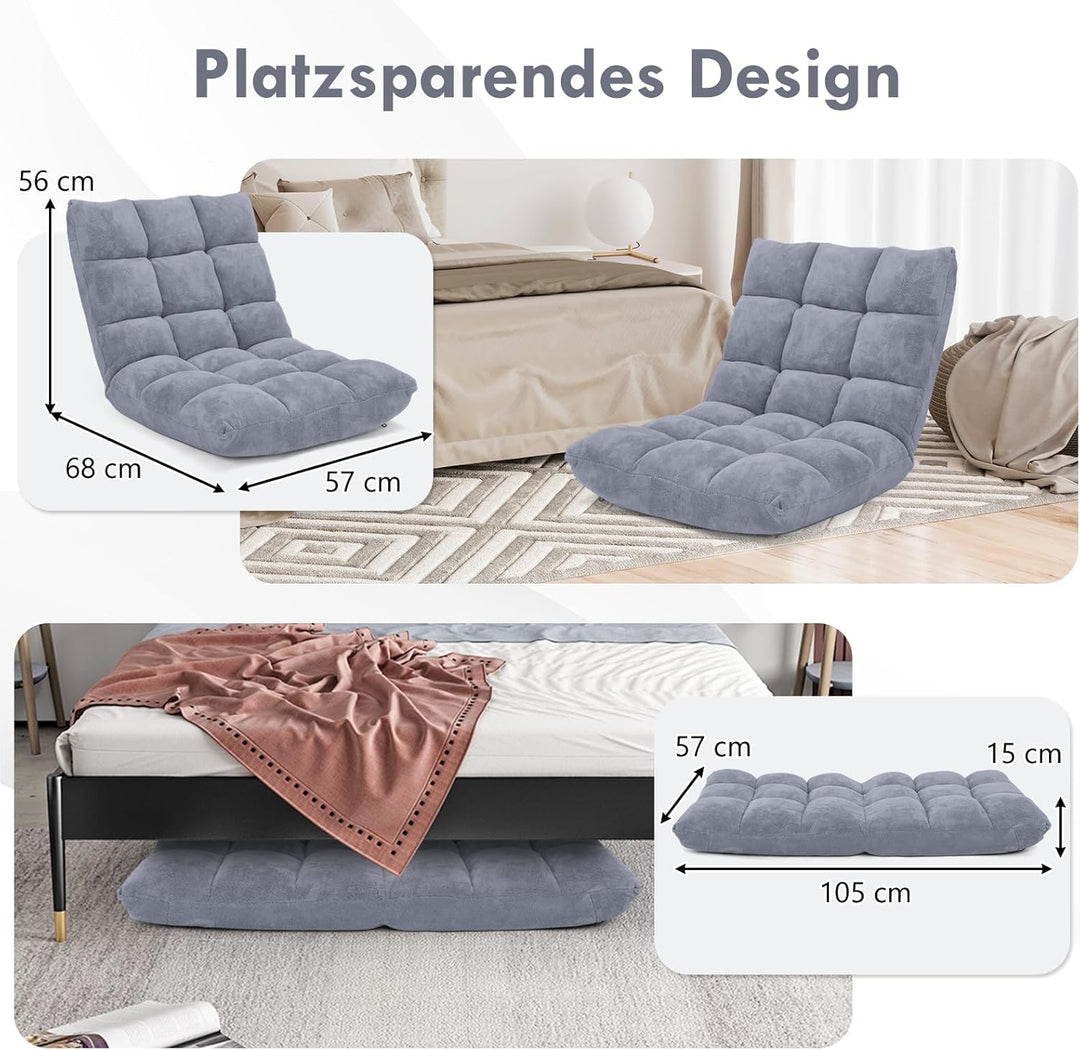 RELAX4LIFE Bodenstuhl Faltbar, Lazy Sofa, Meditationsstuhl, Bodensessel mit Verstellbarer Lehne, für