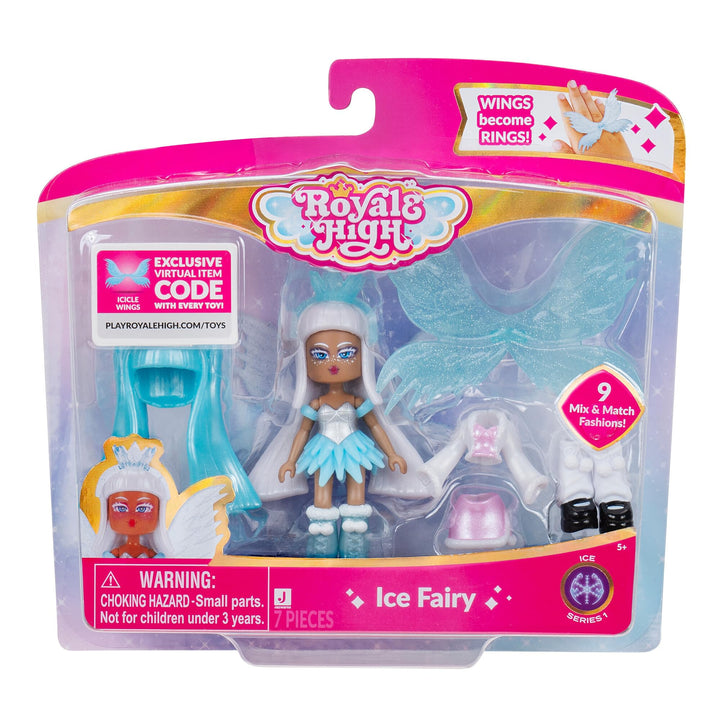 Royale High 7,6 cm Ice Fairy Fashion Doll - 1 Figur mit 9 Modeaccessoires - Virtueller Artikelcode e