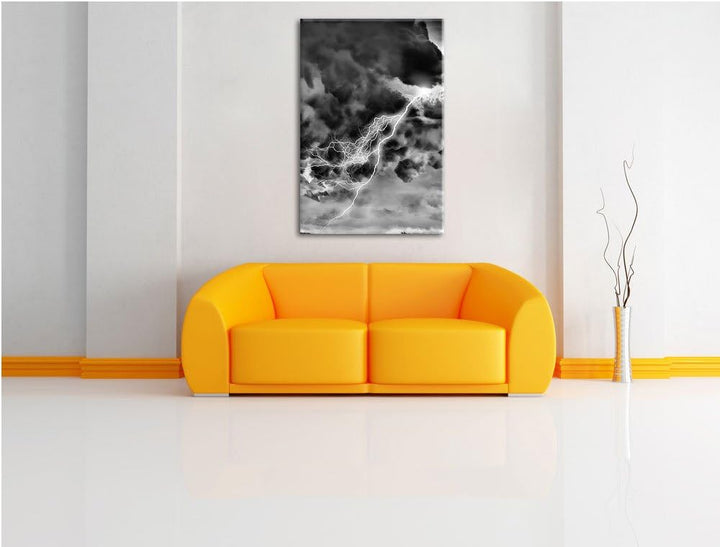 Pixxprint Blitz am Himmel als Leinwandbild/Grösse: 100x70 / Wandbild/Kunstdruck/fertig bespannt, 100