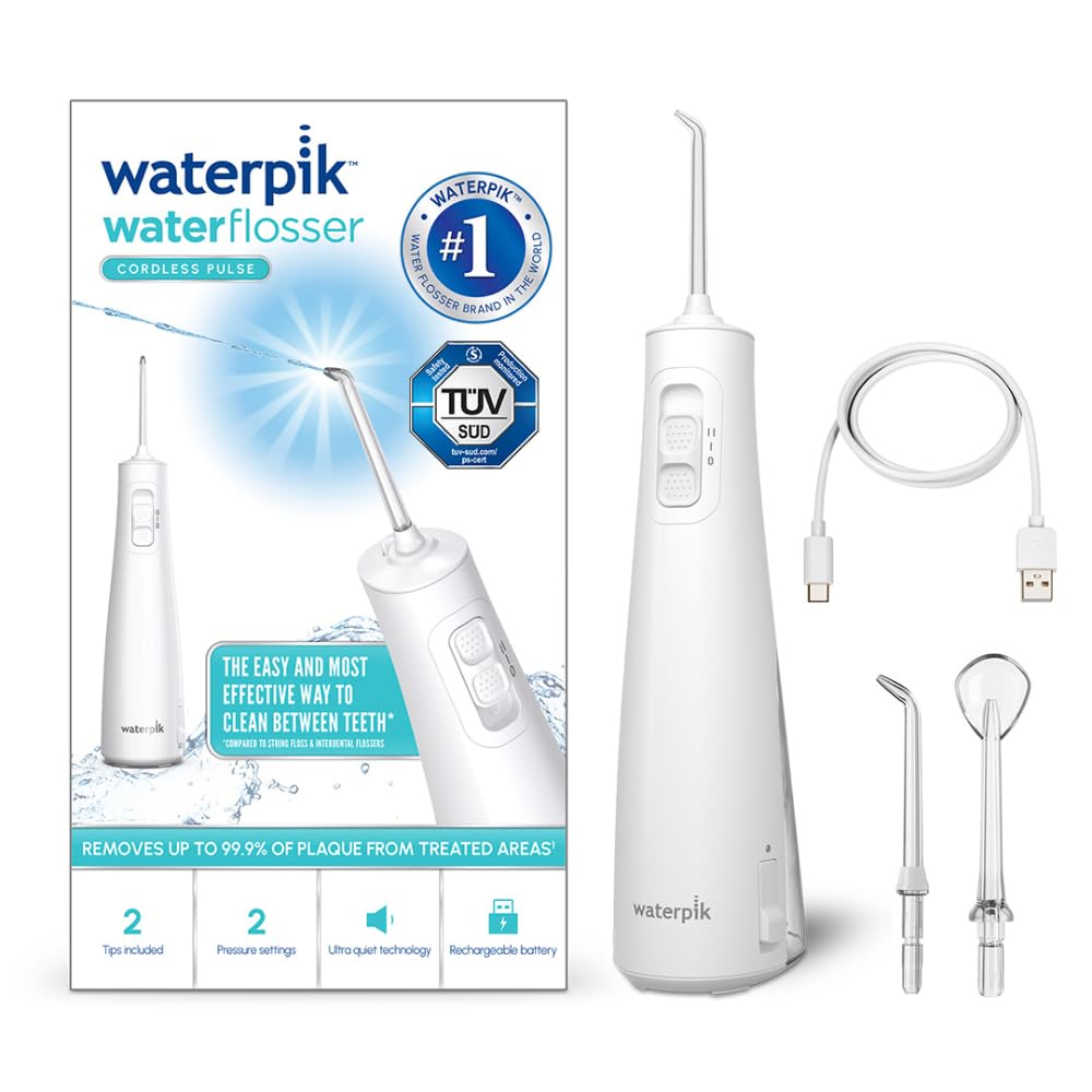 Waterpik Pulse Munddusche kabellos, Professionelle 99,9% Plaque Entfernung, 2x Intensitätsmodi, Zahn