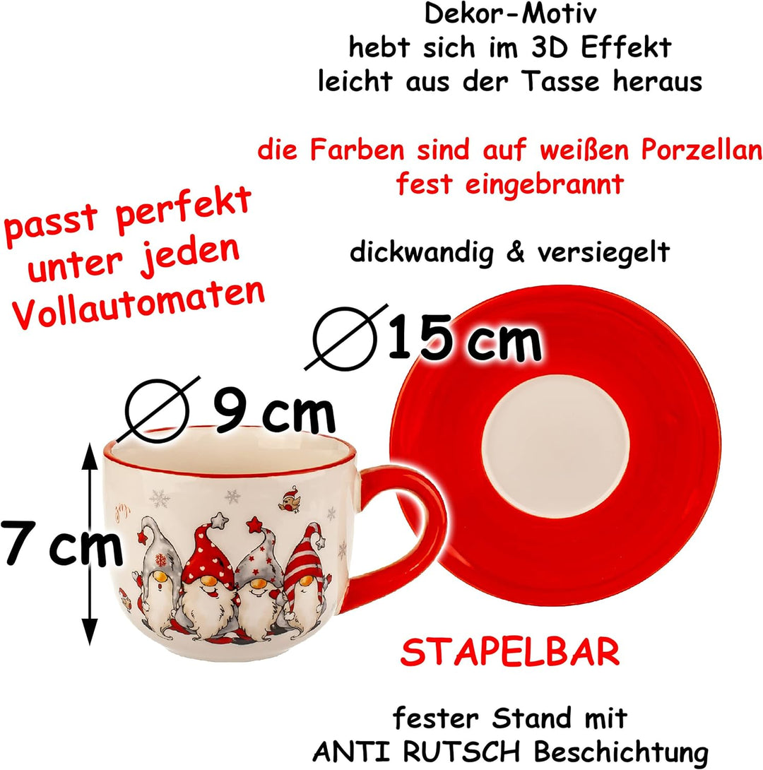 Weihnachtsgeschirr Verschiedene Artikel frei wählbar 2 TLG. Set 3D Effekt Henkeltassen lustige Wicht