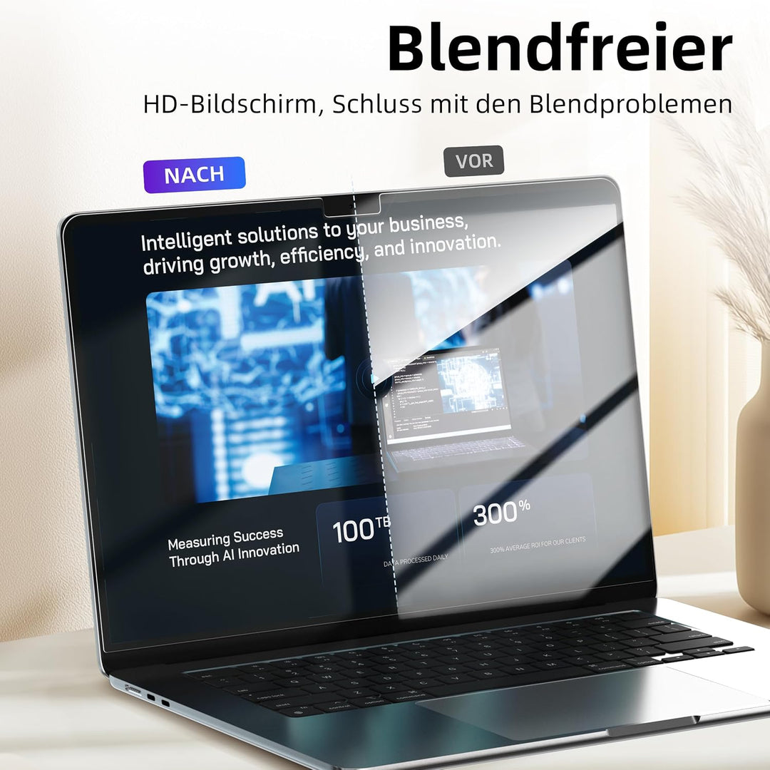 2 Stück Blaulichtfilter Displayschutzfolie für MacBook Air 13.6/13 Zoll(2022-2025, M2,M3,M4), Blends