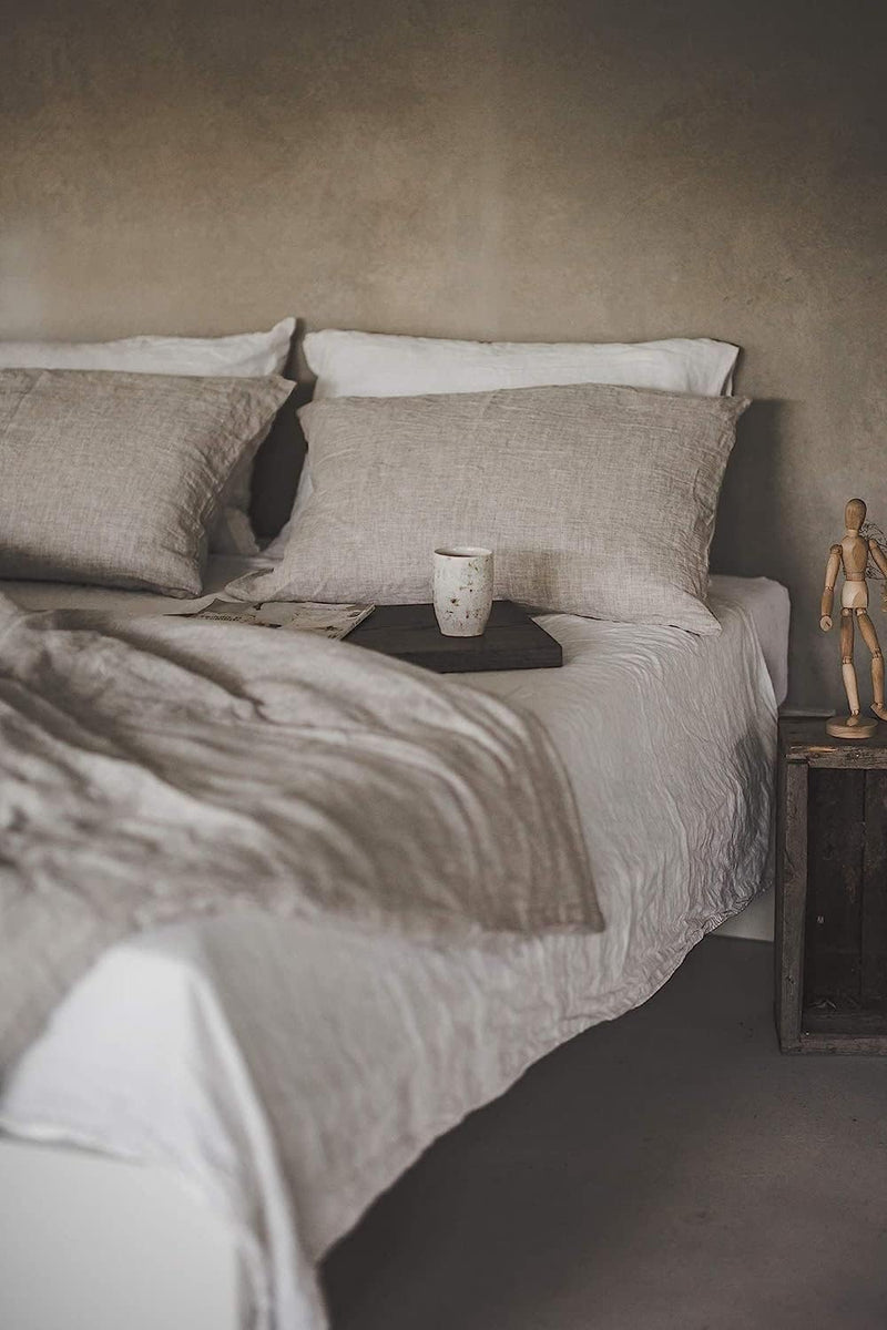 Ger3as Leinen Bettwäsche Set 100% Natur Leinen Stonewashed, Naturfaser Leinen, mit Hotelverschluss 2