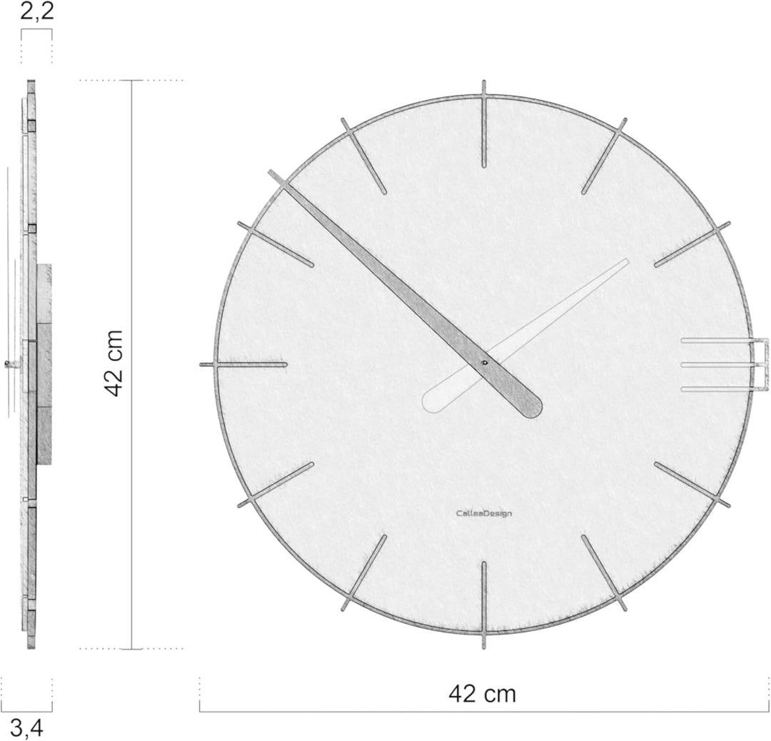 CalleaDesign - Wanduhr Mike 42x42 [Brise Eiche, Orange, Aluminium], Brise Eiche