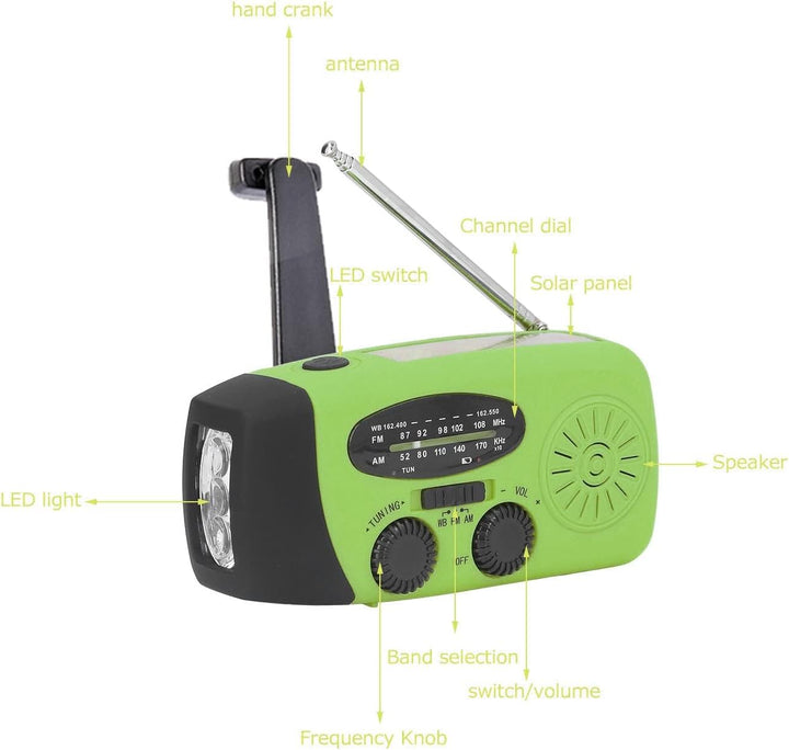 Solar Radio, Hand Kurbelradio 1200-mAh Batterie Power Notfallradio mit Laterne, Tragbare USB Aufladu