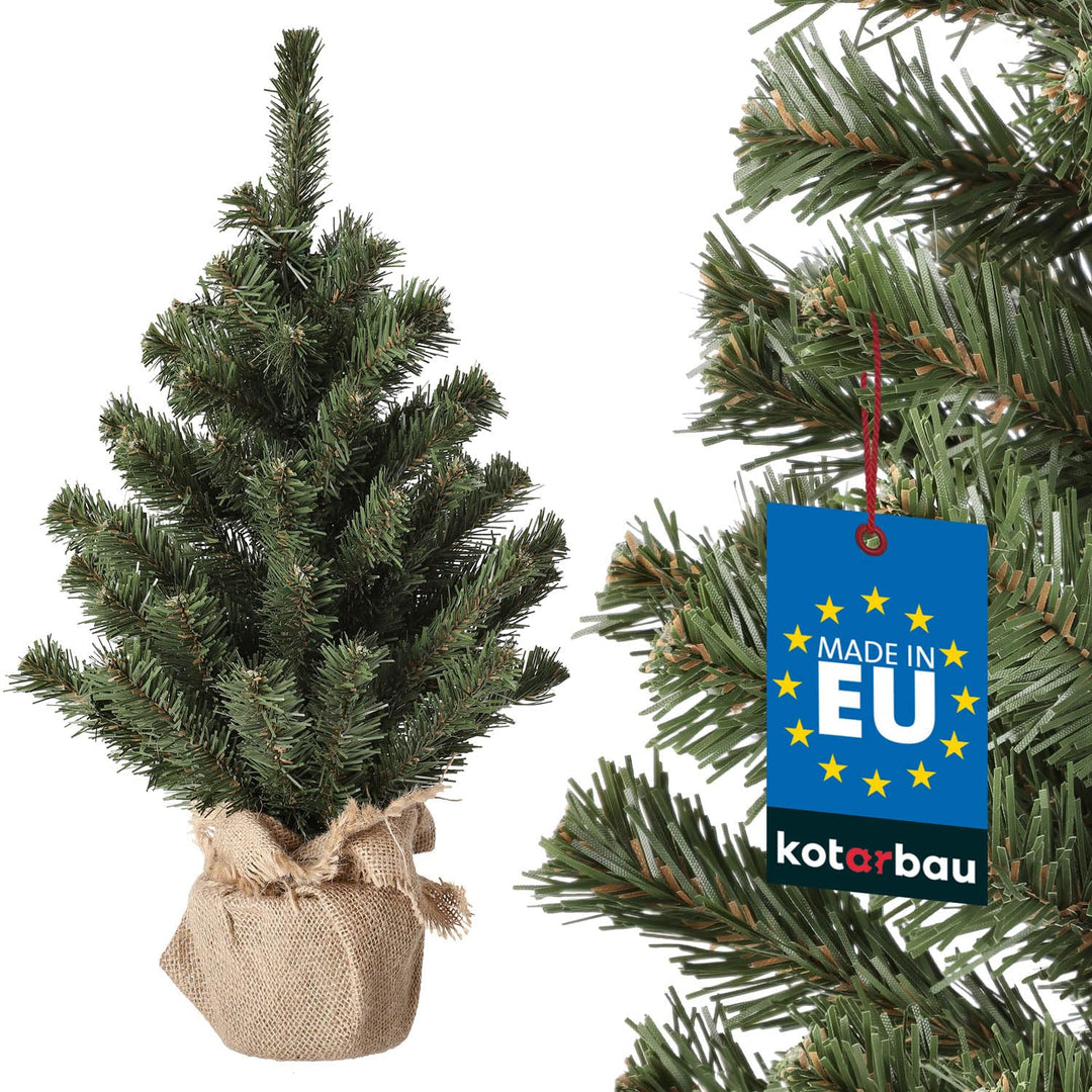 KOTARBAU® Künstlicher Weihnachtsbaum Deko Klein 50 cm mit Jute Weihnachtsbaumständer Mini Tannenbaum