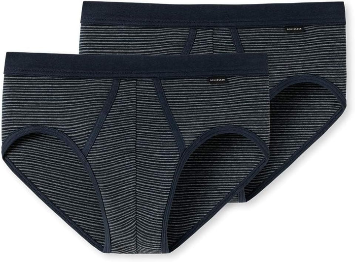 Schiesser Herren Sportslip mit Eingriff (2er Pack) M Dunkelblau, M Dunkelblau