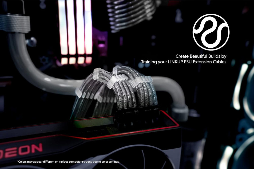 LINKUP - 30cm PSU Kabelverlängerung Ummantelt GPU Nach Mass PC Stromversorgung mit Kamm-Kit┃1x 24 P