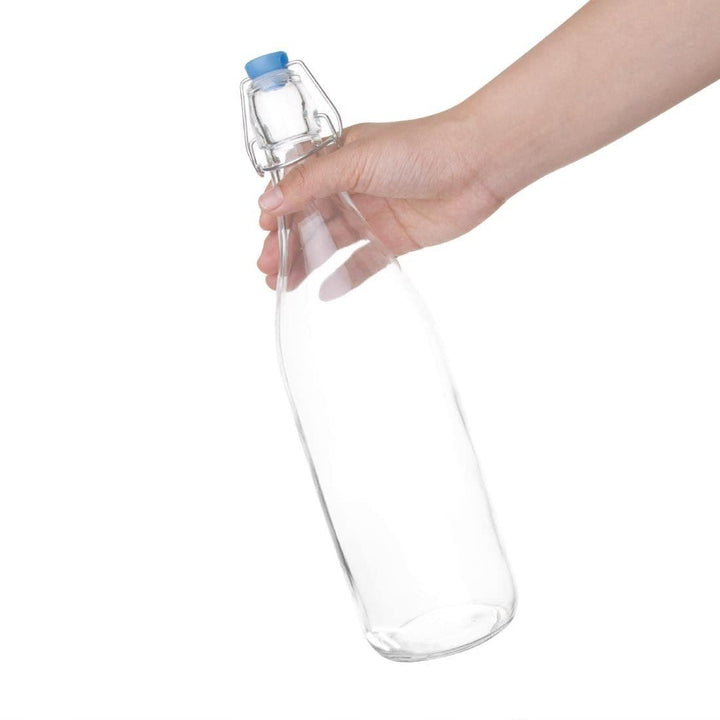 Olympia-Glasflaschen mit Stopfen, 1 Liter/35 oz (6er-Pack), klare, sichere Klappdeckel – für Wasser,