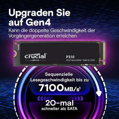 Crucial P310 SSD 2TB M.2 2280 PCIe Gen4 NVMe Interne SSD, bis 7.100 MB/s, Laptop und Desktop PC komp