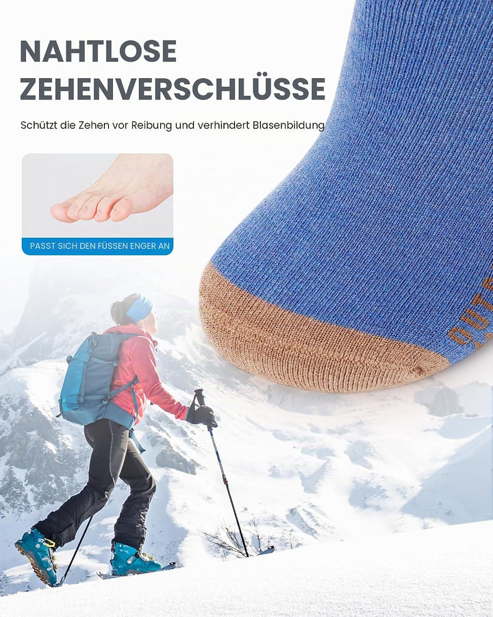 OutdoorMaster Ski Socken, Merino Wool Ski Socken für Herren &amp; Damen, Thermal Winter Warme Snowboard