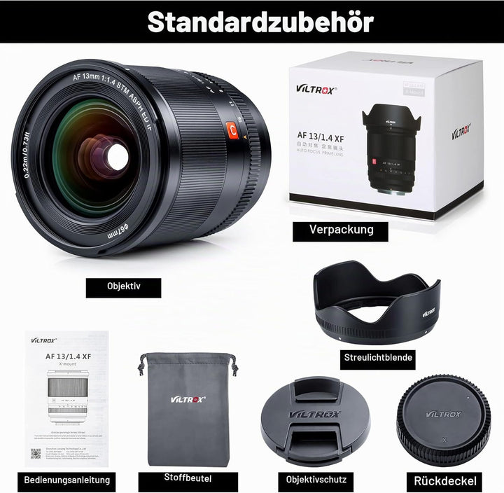 VILTROX AF 13mm f1.4 XF Weitwinkel Objektiv APS-C Autofokus für Fuji X Mount Kamera X-A20 X-T4 X-E4