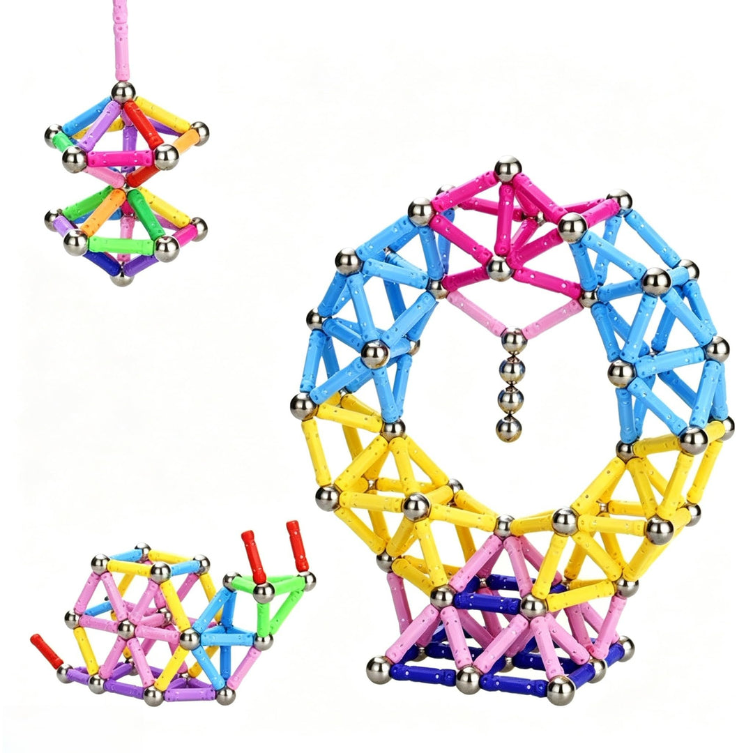 Magnetische Bausteine, Magnete Stöcke STEM Set für Kinder ab 6 Jahren, 3D Puzzle Magnetbausteine Kon