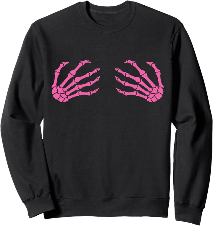 Halloween Skelett Hände Brüste Rosa Lustig für Frauen Sweatshirt