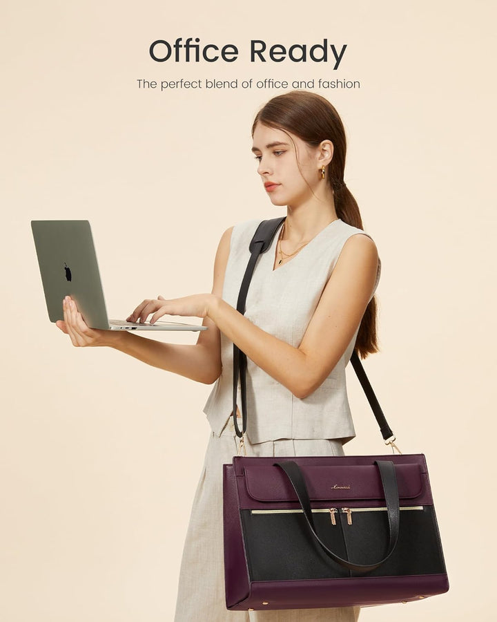 LOVEVOOK Laptoptasche Damen 15,6 Zoll, Elegant Handtasche Arbeitstasche Gross Shopper Business Tasch