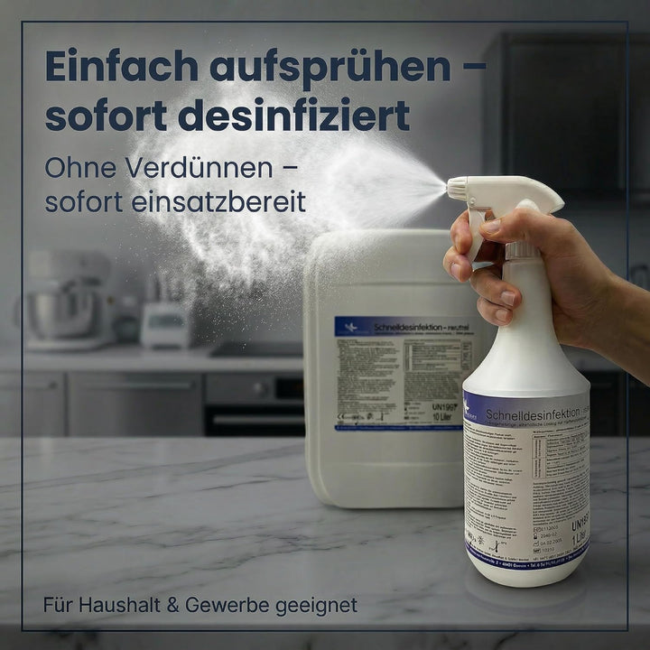 KK Schnelldesinfektion Spray Duft Neutral – Hochwirksames Desinfektionsmittel 1L Flasche für Flächen