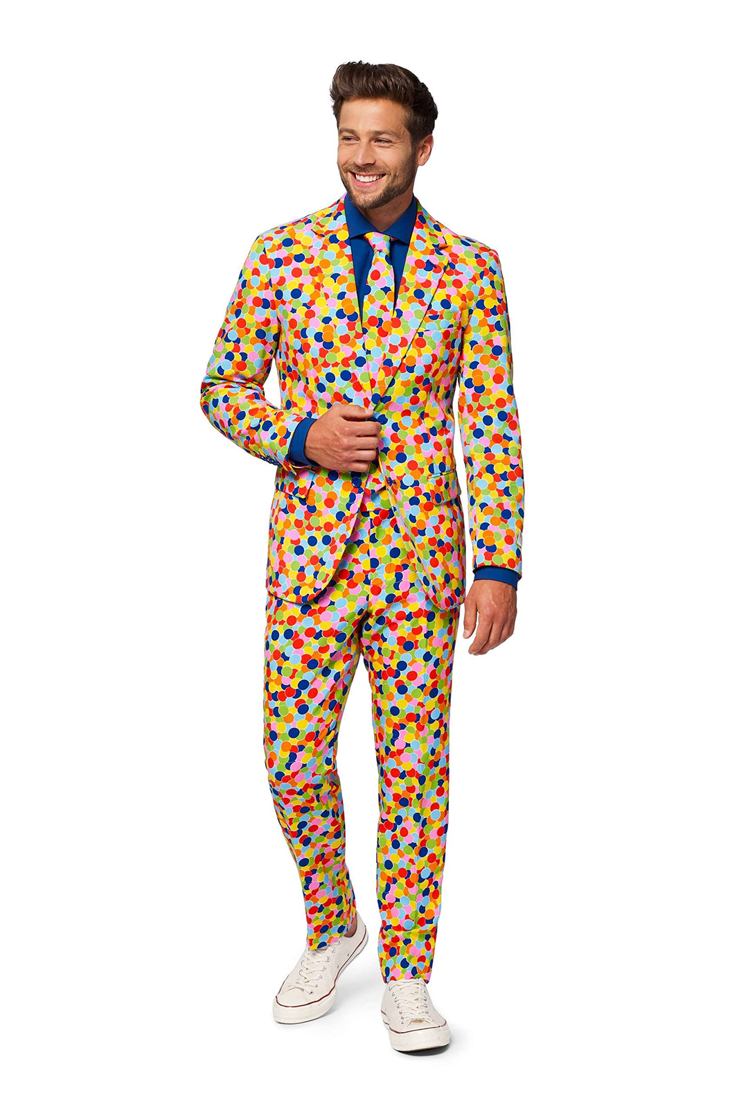 OppoSuits Karnevalskostüme Herren festlichem Druck Anzug mit Krawatte 38 Confetteroni, 38 Confettero