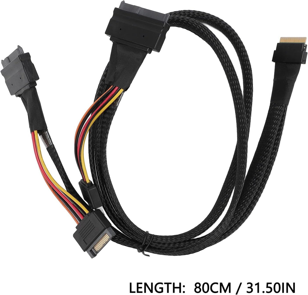 NVME PCIe SSD-Kabel, SFF-8654 8I auf 2 X SFF-8639 NVME U.2 Kabeladapter 24 Gbit/s 80 cm für Mainboar