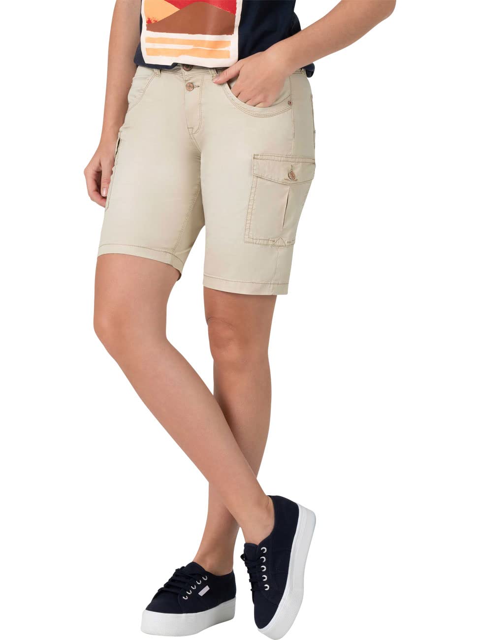 Timezone Damen Slim NaliTZ Cargo Short, Linen Beige