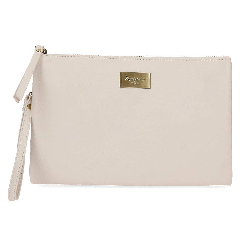 Pepe Jeans Lica Brieftasche Handtasche Beige 22x17x2 cms Leder, Handtasche Beige